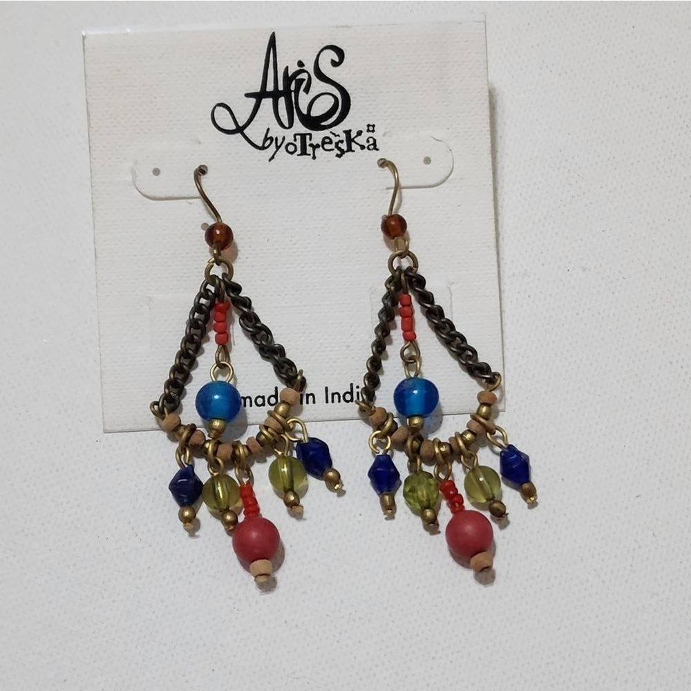 TRESKA Tropical beaded dangle earrings new!!!